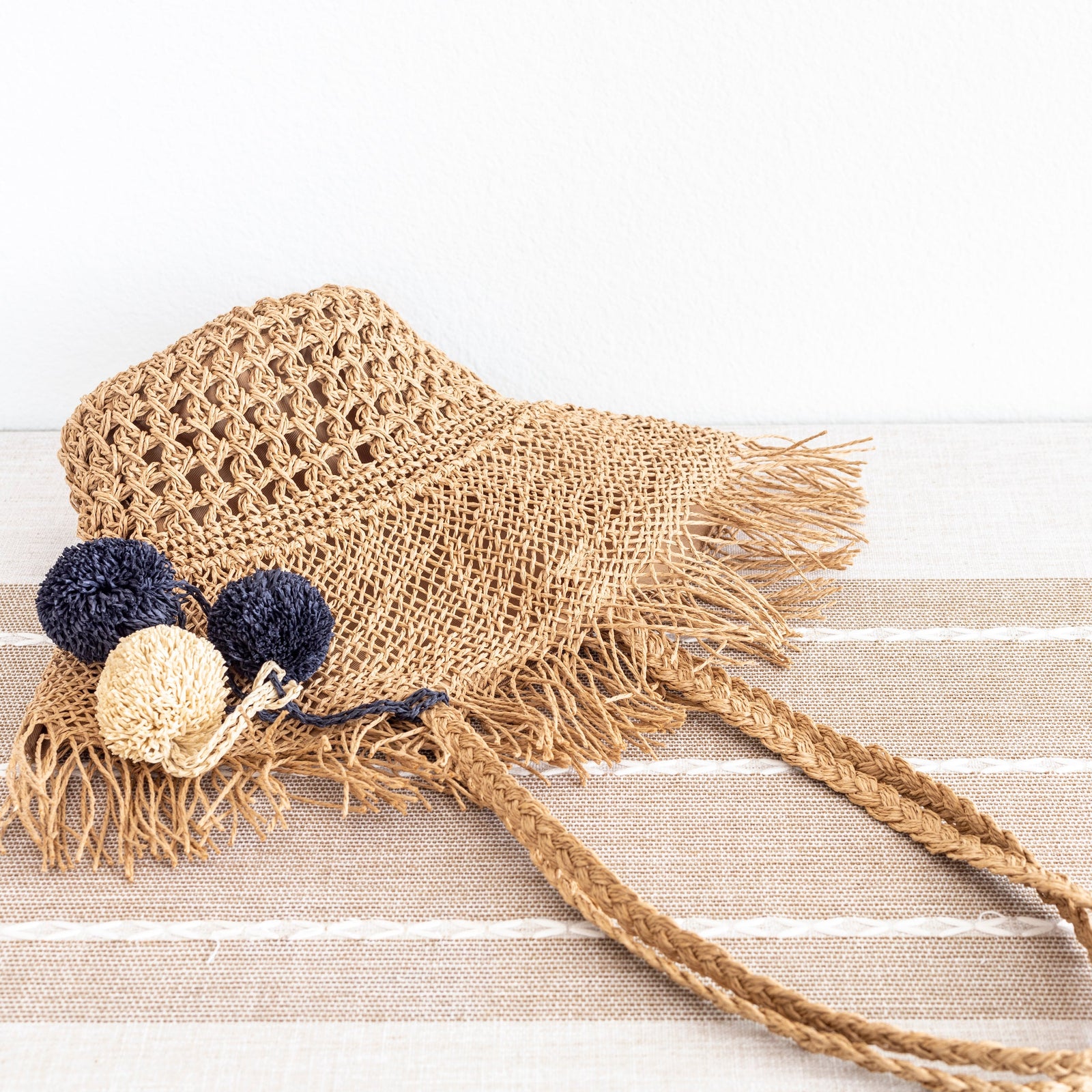 Women’s Straw Woven Basket Shape Tote with Pom Pom for Beach, Vacation & Summer Outfits