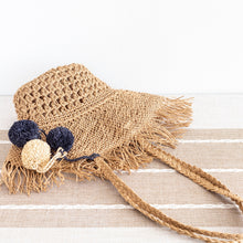 Women’s Straw Woven Basket Shape Tote with Pom Pom for Beach, Vacation & Summer Outfits