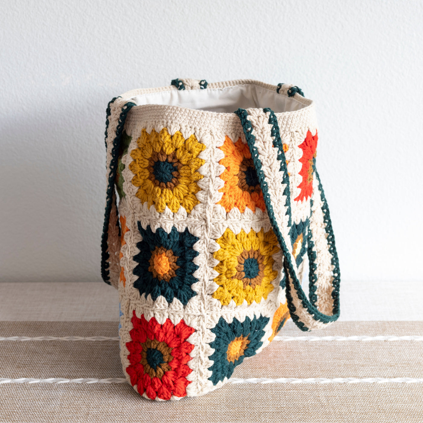 Women’s Crochet Cotton Handmade Granny Square Shoulder Tote Bag for Boho Everyday Style & Gifts