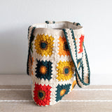 Women’s Crochet Cotton Handmade Granny Square Shoulder Tote Bag for Boho Everyday Style & Gifts