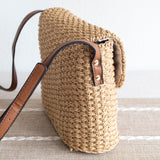 Women’s Straw Woven Messenger Bag with Flap Crossbody Bag for Beach, Vacation & Summer Outfits