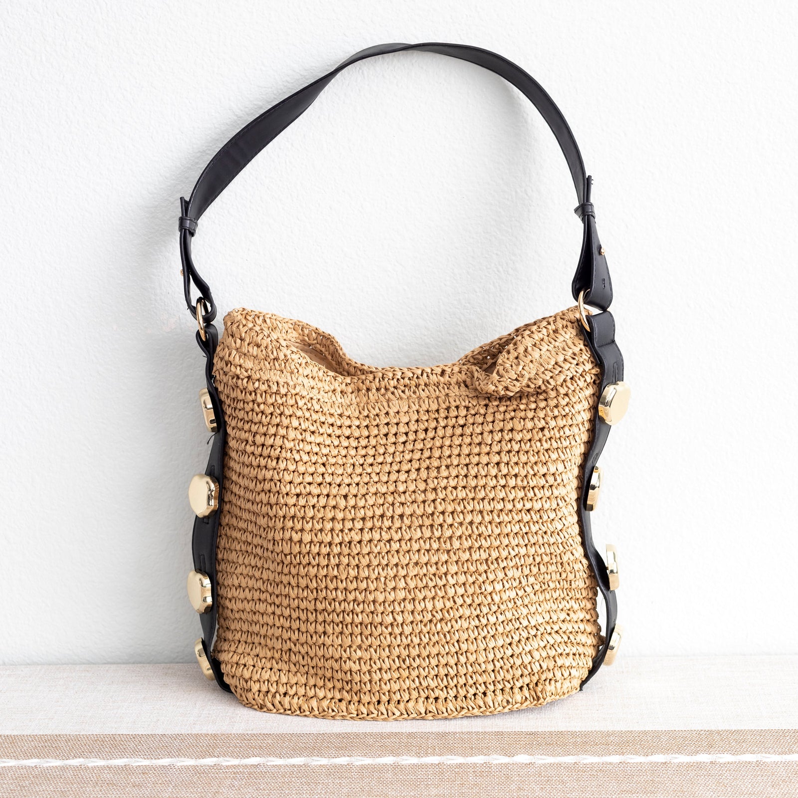 Women’s Straw Woven Tote with Leather Straps for Beach, Vacation & Summer Outfits