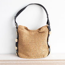 Women’s Straw Woven Tote with Leather Straps for Beach, Vacation & Summer Outfits