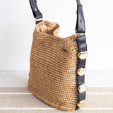 Women’s Straw Woven Tote with Leather Straps for Beach, Vacation & Summer Outfits