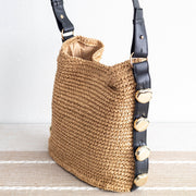 Women’s Straw Woven Tote with Leather Straps for Beach, Vacation & Summer Outfits