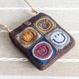 Women’s Crochet Smiley Face Shoulder Bag Purse for Boho Everyday Style & Gifts