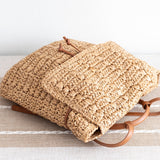 Women’s Straw Backpack with Vegan Leather Strap Drawstring Bag for Beach, Vacation & Summer Outfits