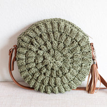 Runde Strohtasche für Damen mit Lederriemen für Strand, Urlaub und Sommer-Outfits