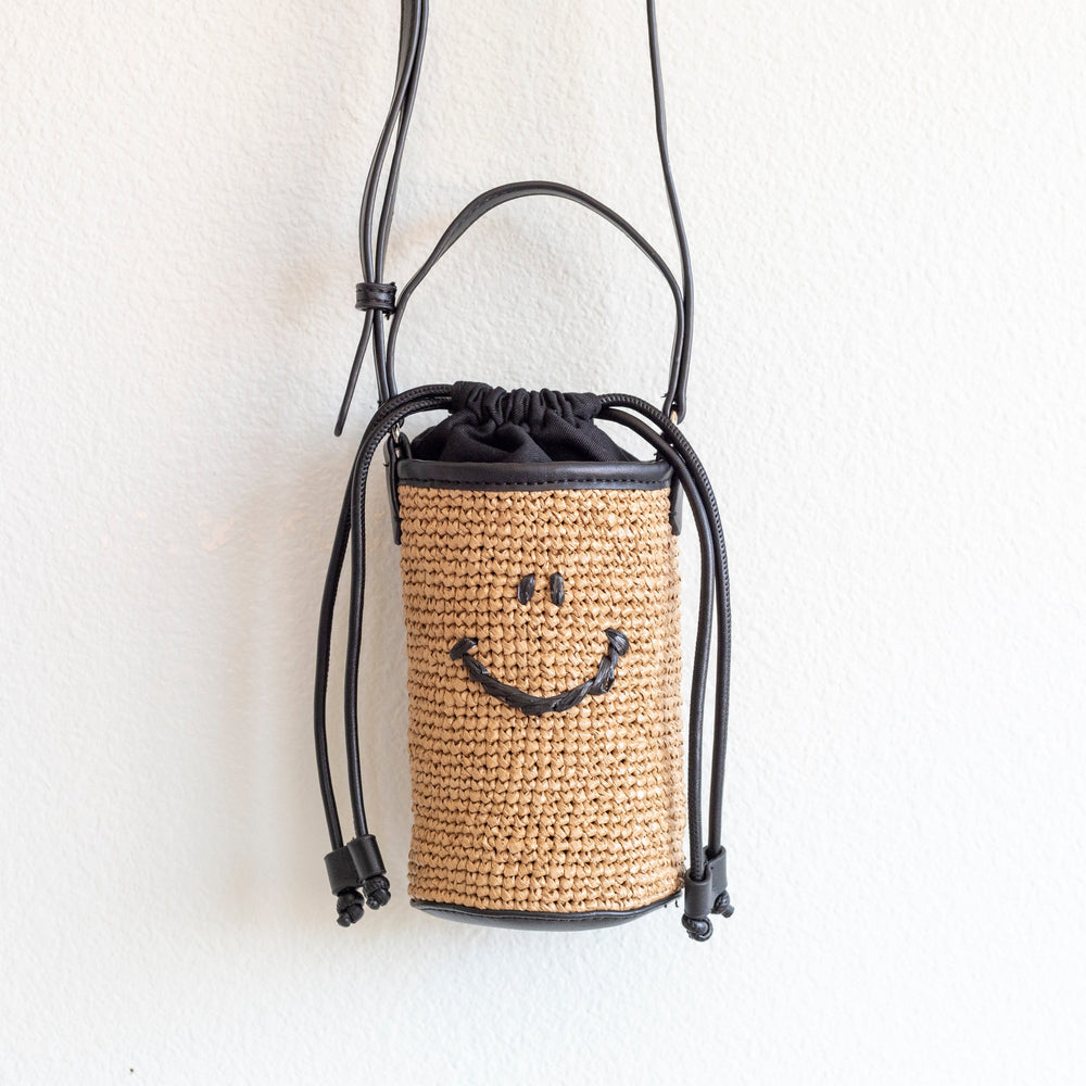 Women’s Straw Smiley Face Crossbody Bag for Beach, Vacation & Summer Outfits