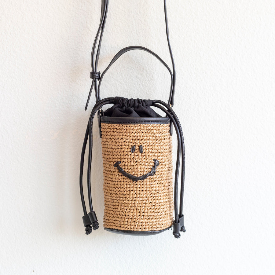 Women’s Straw Smiley Face Crossbody Bag for Beach, Vacation & Summer Outfits