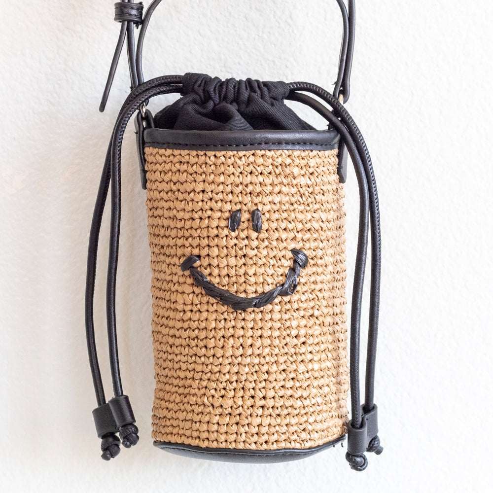Women’s Straw Smiley Face Crossbody Bag for Beach, Vacation & Summer Outfits