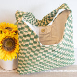 Women’s Checkered Raffia Woven Summer Straw Tote for Beach, Vacation & Summer Outfits