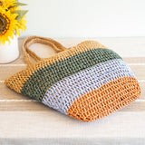 Women’s Straw Woven Summer Color Block Tote for Beach, Vacation & Summer Outfits