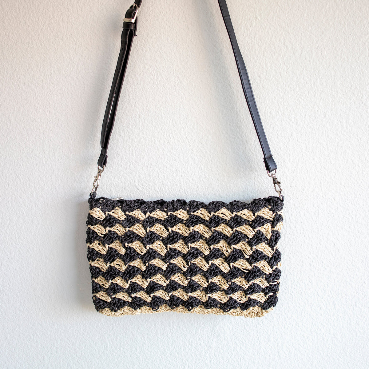 Women’s Straw Woven Striped Crossbody Bag Tote Bag for Beach, Vacation & Summer Outfits