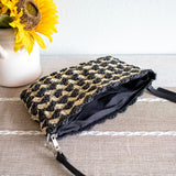 Women’s Straw Woven Striped Crossbody Bag Tote Bag for Beach, Vacation & Summer Outfits