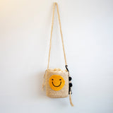 Women’s Straw Smiley Face Crossbody Bag for Beach, Vacation & Summer Outfits
