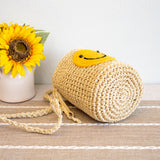 Women’s Straw Smiley Face Crossbody Bag for Beach, Vacation & Summer Outfits
