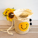 Women’s Straw Smiley Face Crossbody Bag for Beach, Vacation & Summer Outfits