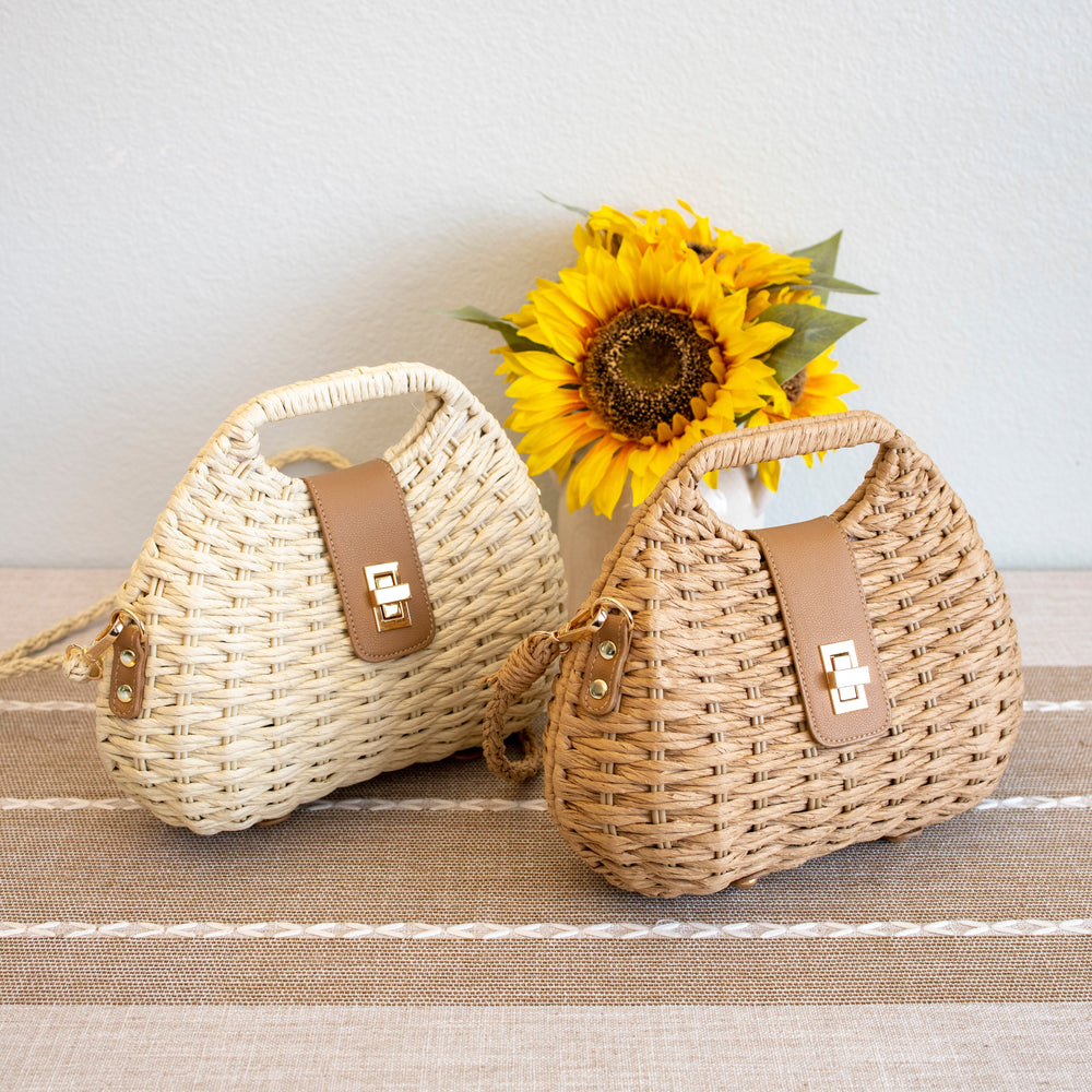 Women’s Straw Shell Shape Crossbody Bag for Beach, Vacation & Summer Outfits