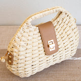 Women’s Straw Shell Shape Crossbody Bag for Beach, Vacation & Summer Outfits