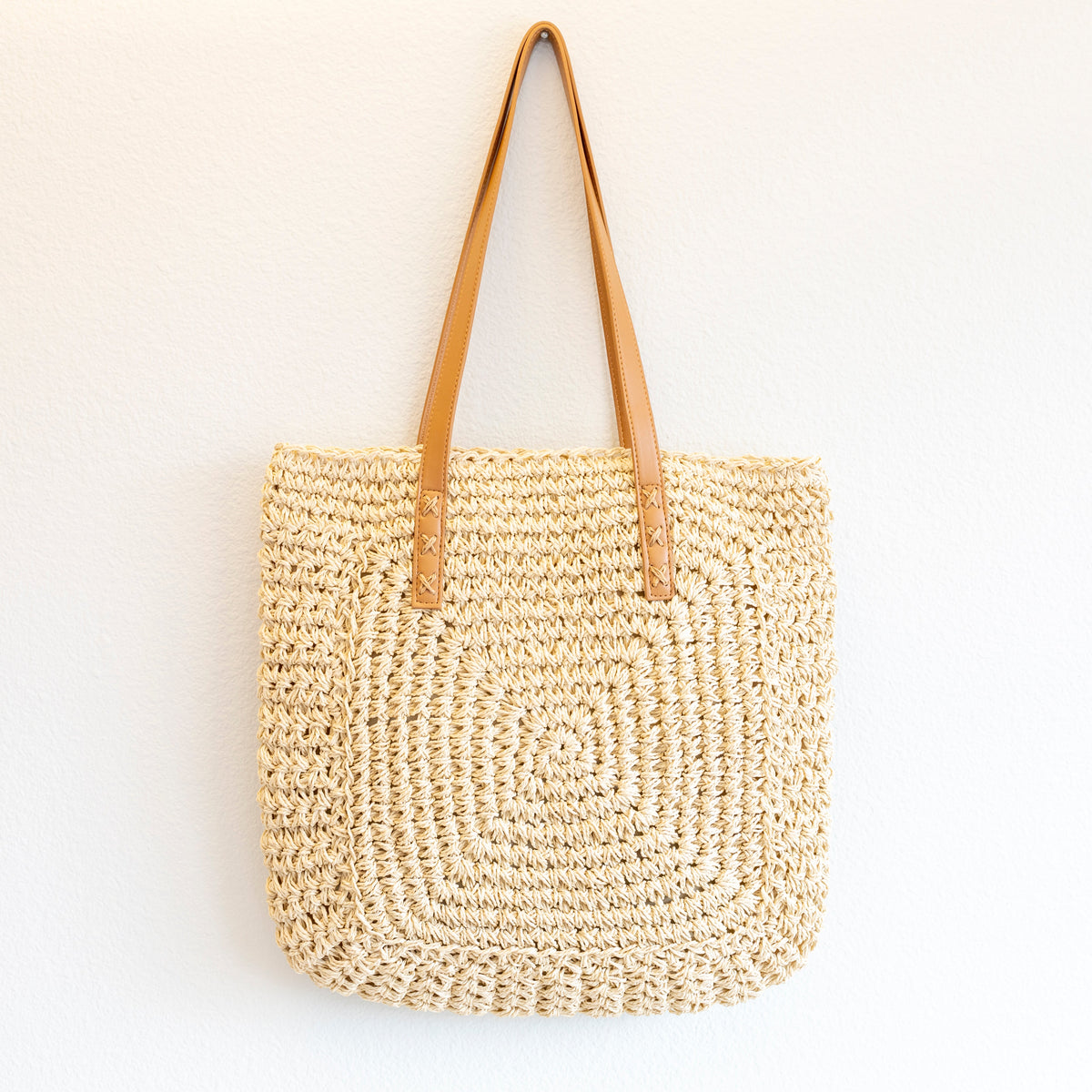 Women’s Patterned Straw Woven Tote Bag for Beach, Vacation & Summer Outfits