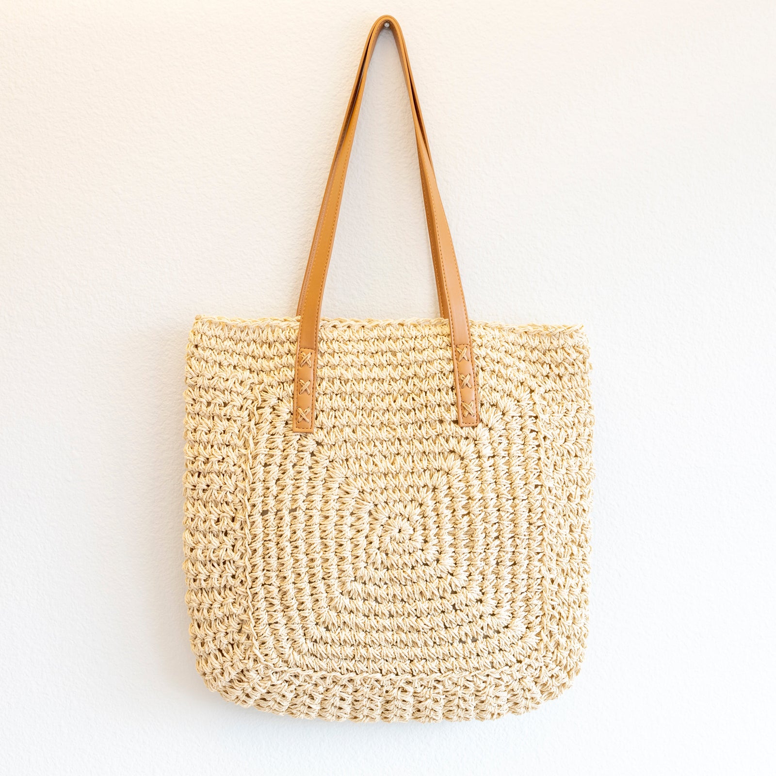 Women’s Patterned Straw Woven Tote Bag for Beach, Vacation & Summer Outfits