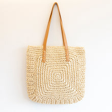 Damen-Einkaufstasche aus Strohgeflecht mit Muster für Strand, Urlaub und Sommeroutfits