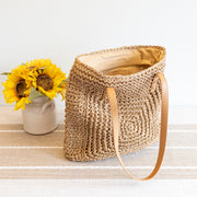 Women’s Patterned Straw Woven Tote Bag for Beach, Vacation & Summer Outfits