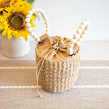 Women’s Straw Top Handle Bucket Bag for Beach, Vacation & Summer Outfits