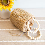 Women’s Straw Top Handle Bucket Bag for Beach, Vacation & Summer Outfits