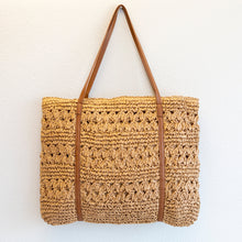 Damen Strohgewebte große Alltagstasche, Strandtasche, Einkaufstasche für Urlaub und Sommer-Outfits