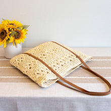 Damen Strohgewebte große Alltagstasche, Strandtasche, Einkaufstasche für Urlaub und Sommer-Outfits
