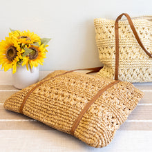 Damen Strohgewebte große Alltagstasche, Strandtasche, Einkaufstasche für Urlaub und Sommer-Outfits
