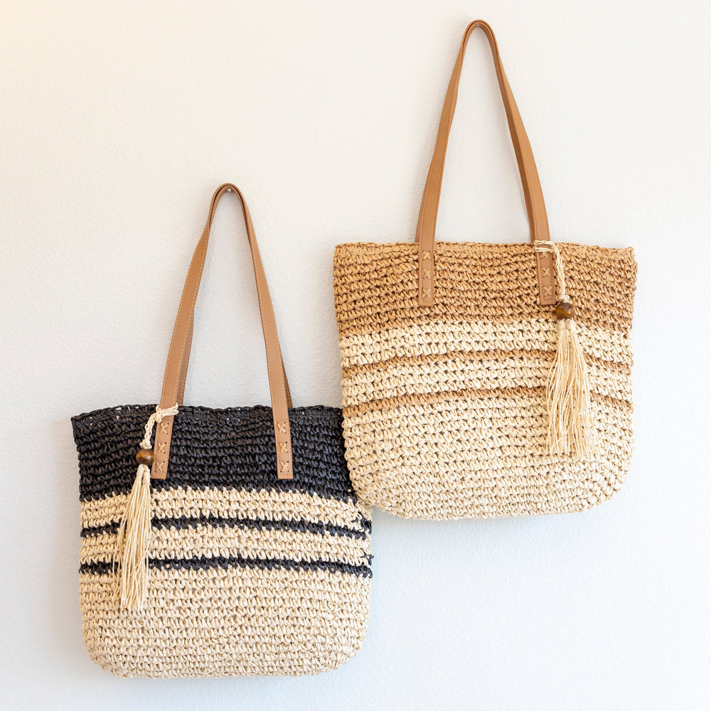 Damen Strohgewebte Sommer-Strandtasche für Strand, Urlaub & Sommer-Outfits