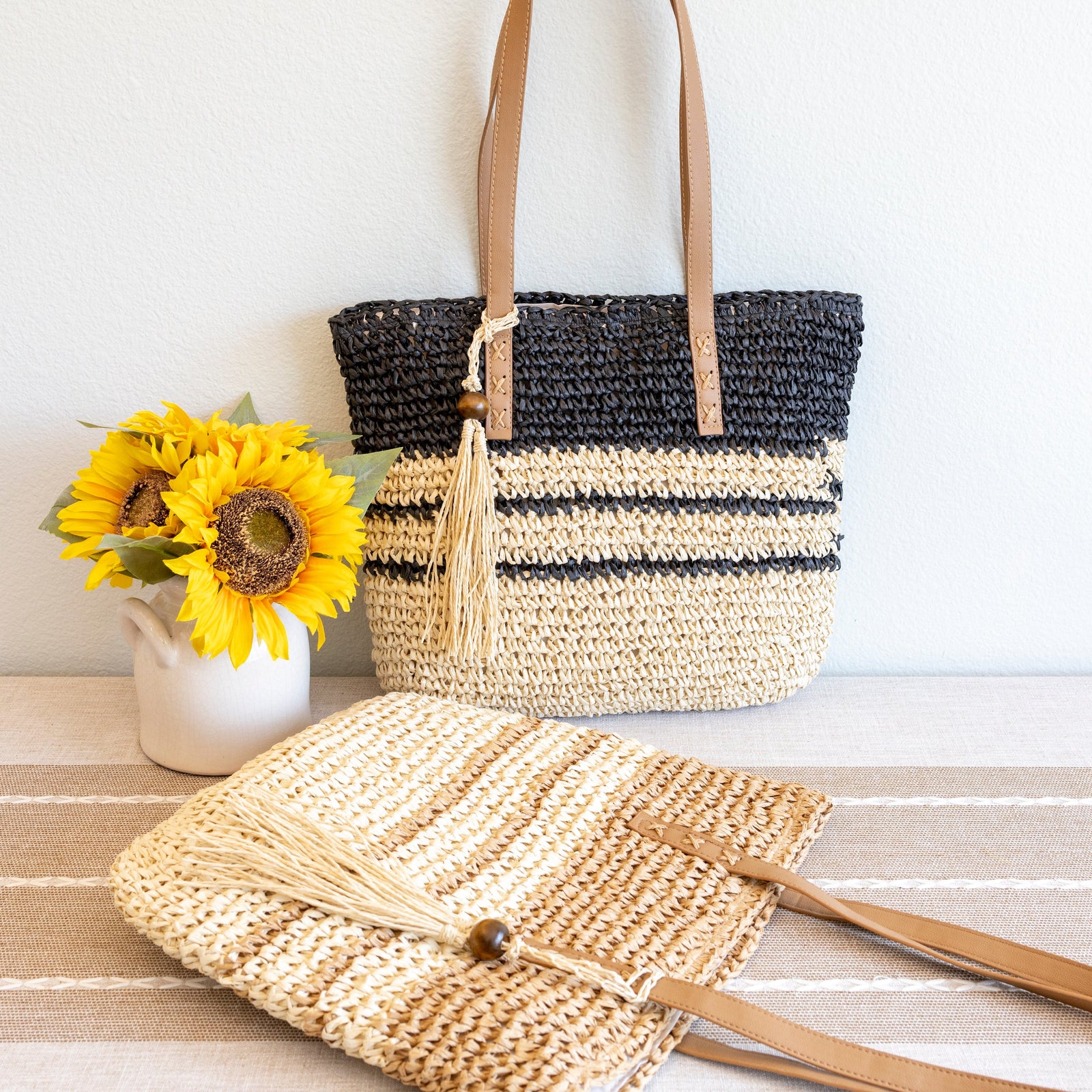 Women’s Straw Woven Summer Beach Tote for Beach, Vacation & Summer Outfits