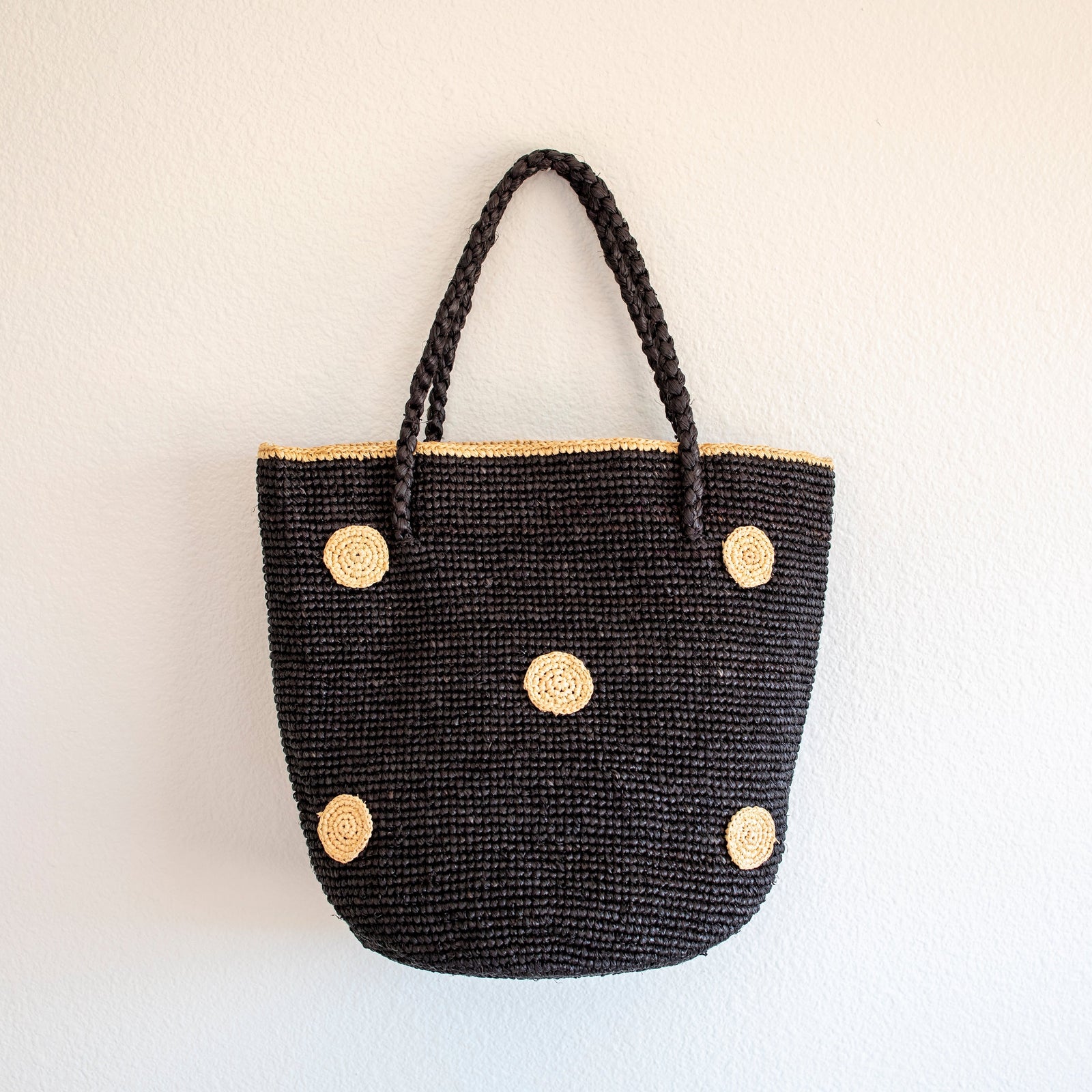 Women’s Polka Dot Design Raffia Woven Summer Straw Tote for Beach, Vacation & Summer Outfits