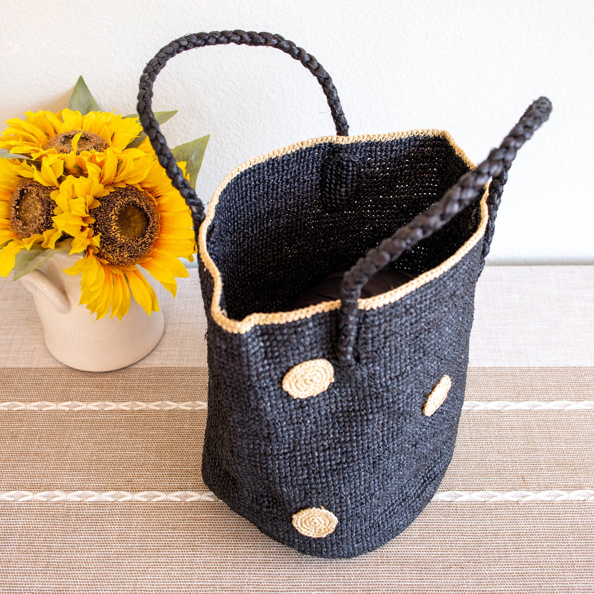 Women’s Polka Dot Design Raffia Woven Summer Straw Tote for Beach, Vacation & Summer Outfits