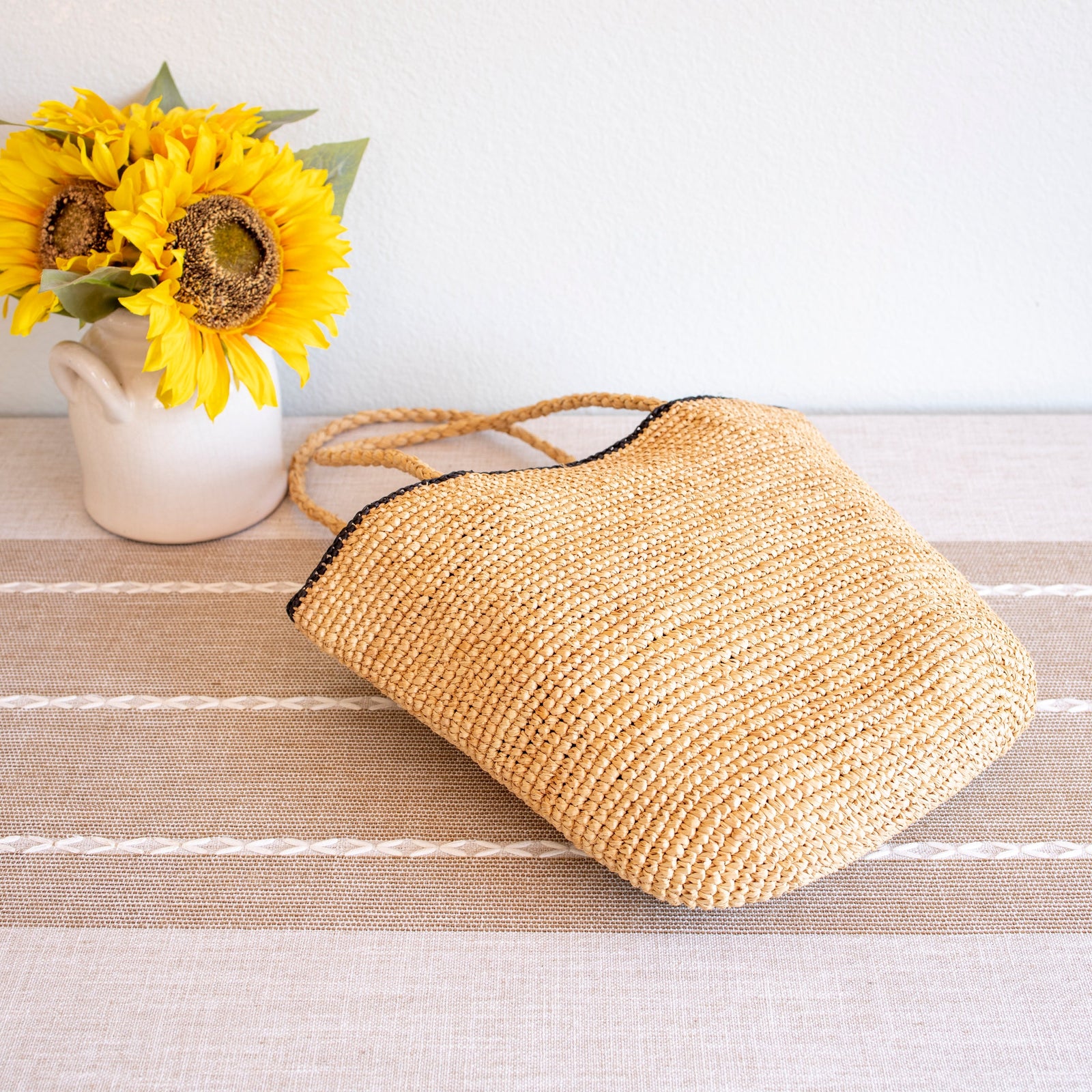 Women’s Polka Dot Design Raffia Woven Summer Straw Tote for Beach, Vacation & Summer Outfits
