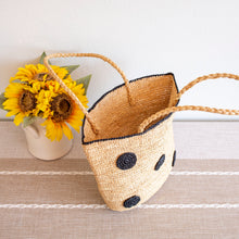 Damen gepunktete Raffia gewebte Sommer-Strohtasche für Strand, Urlaub & Sommer-Outfits