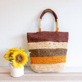 Women’s Striped Large Soft Raffia Woven Summer Straw Tote Bag for Beach, Vacation & Summer Outfits