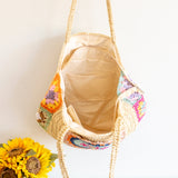 Women’s Boho Round Beach Straw Tote for Beach, Vacation & Summer Outfits