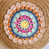 Women’s Boho Round Beach Straw Tote for Beach, Vacation & Summer Outfits
