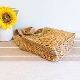 Women’s Summer Floral Straw Shoulder Bag with Long Strap Crossbody Bag for Beach, Vacation & Summer Outfits