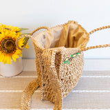 Women’s Summer Floral Straw Shoulder Bag with Long Strap Crossbody Bag for Beach, Vacation & Summer Outfits