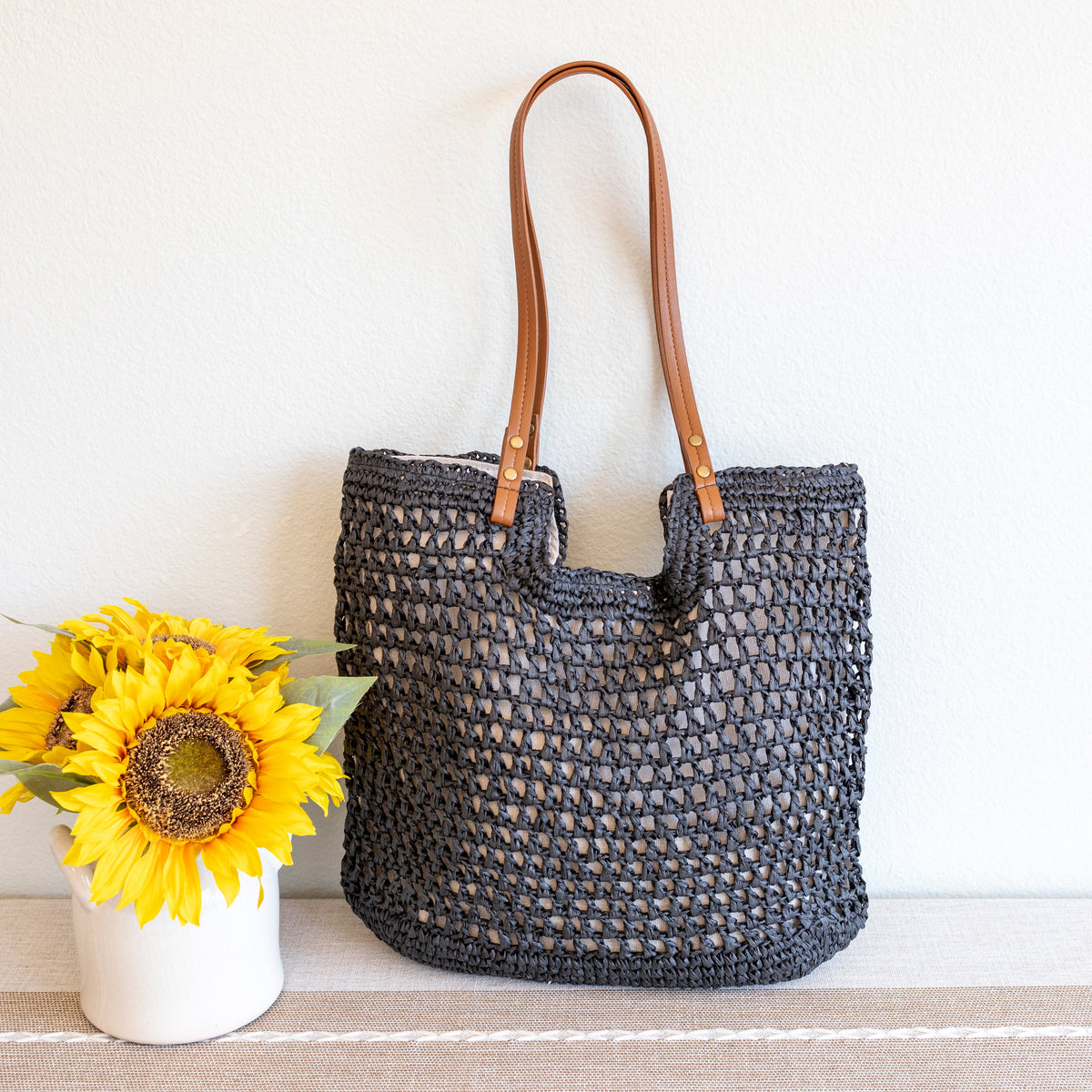 Women’s Lightweight Straw Woven Square Tote Bag for Beach, Vacation & Summer Outfits