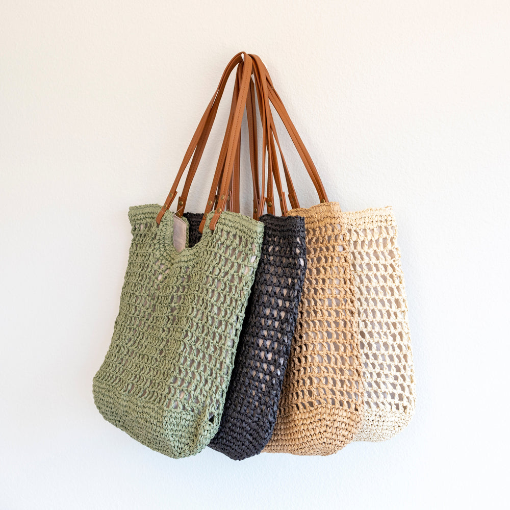 Damen-Strandtasche aus leichtem Strohgewebe für Strand, Urlaub und Sommer-Outfits
