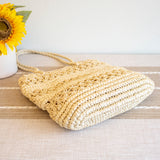 Women’s Long Handle Floral Design Straw Beach Tote for Beach, Vacation & Summer Outfits