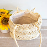 Women’s Long Handle Floral Design Straw Beach Tote for Beach, Vacation & Summer Outfits