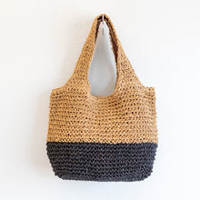 Women’s Summer Two Tone Simple Straw Shoulder Bag Purse for Beach, Vacation & Summer Outfits