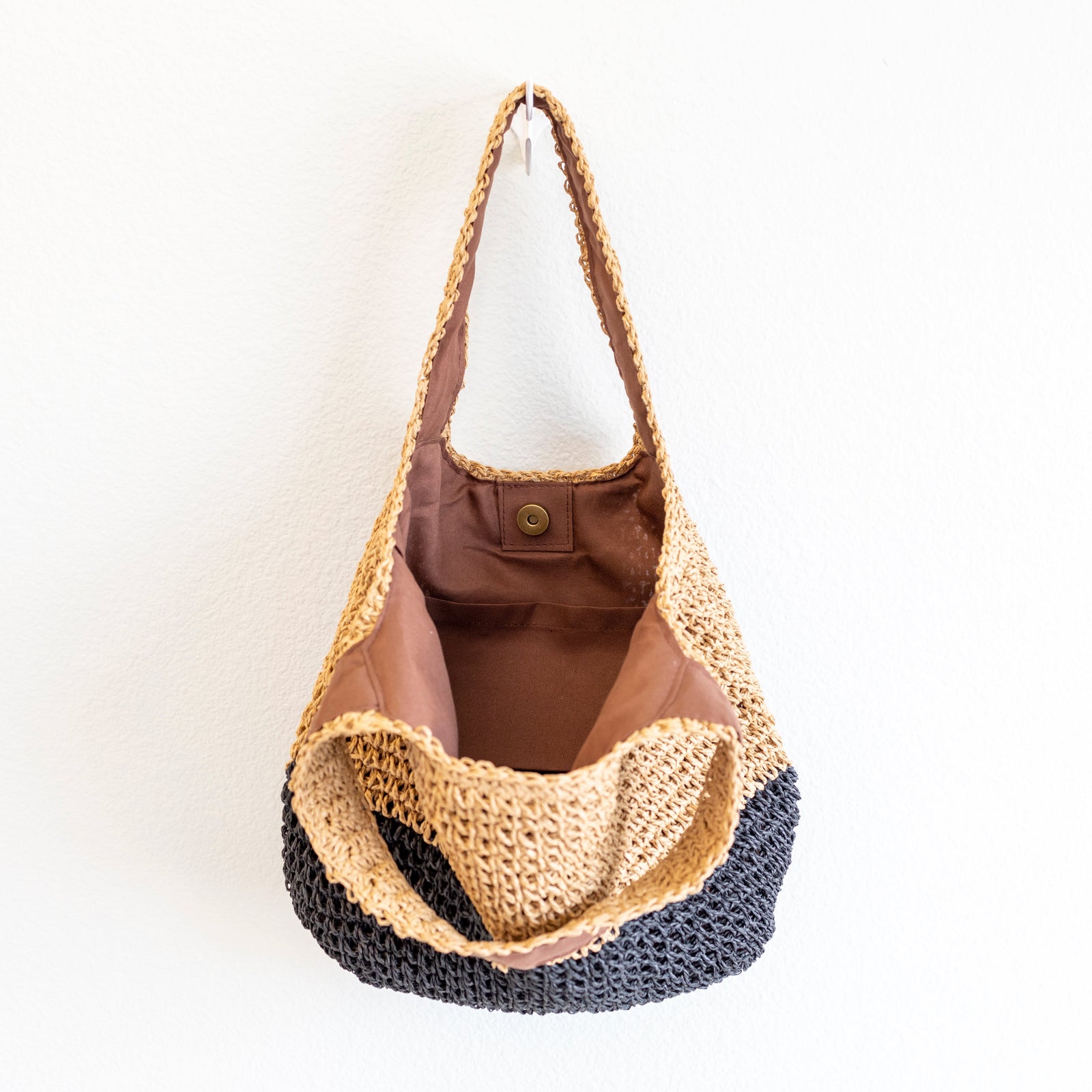 Women’s Summer Two Tone Simple Straw Shoulder Bag Purse for Beach, Vacation & Summer Outfits